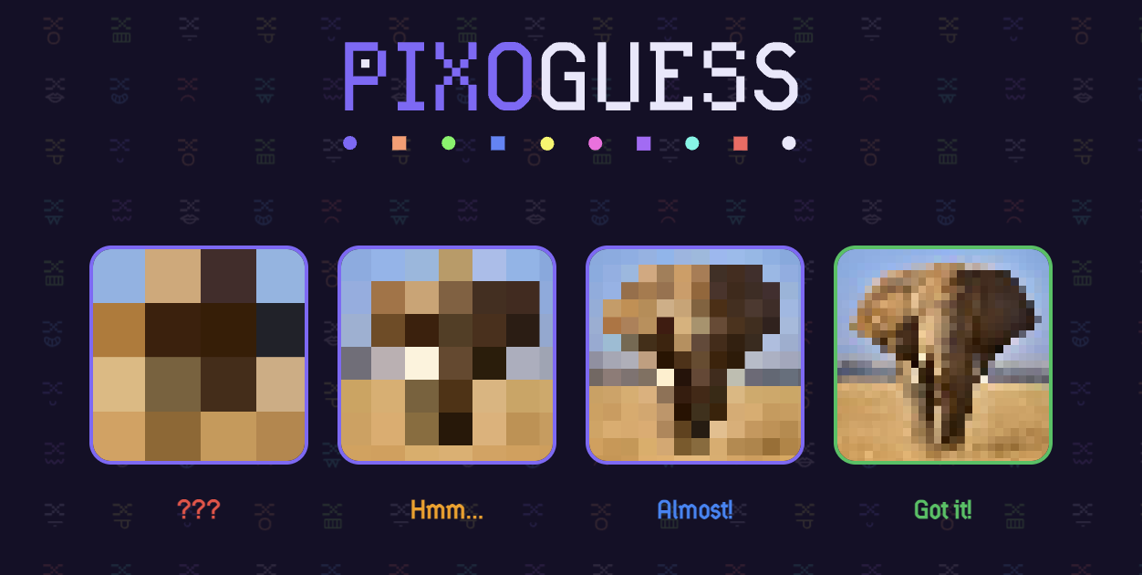 Pixoguess — Guess Pixelated Images Before They Reveal